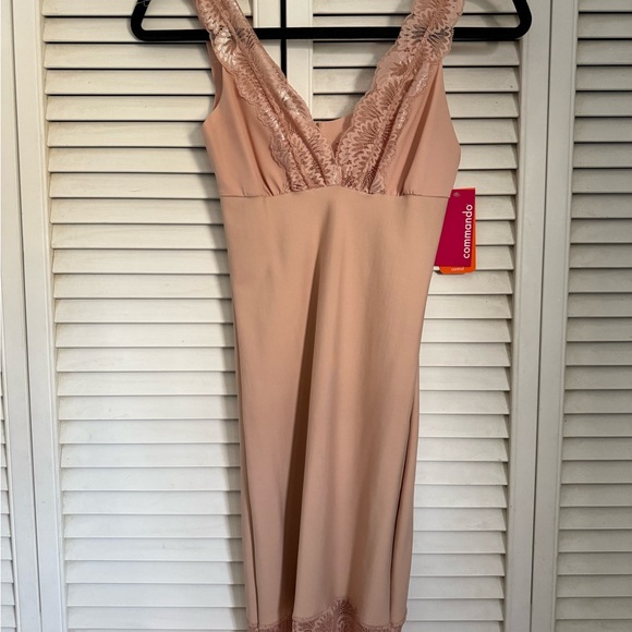 Commando Women's Lace Trim Slip Dress - Pink - Picture 1 of 4
